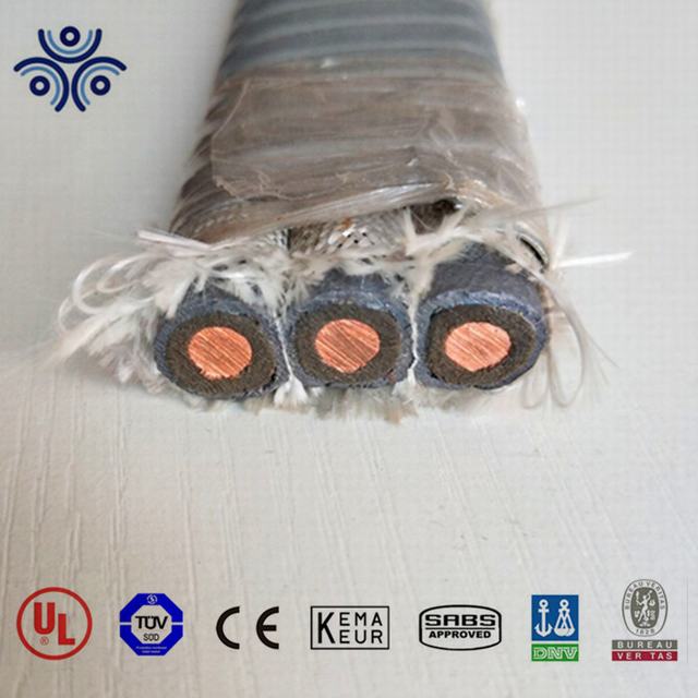 3x10AWG Copper Conductor Rubber Insulated and Sheathed Submersible Oil Pump Cable ESP Cable