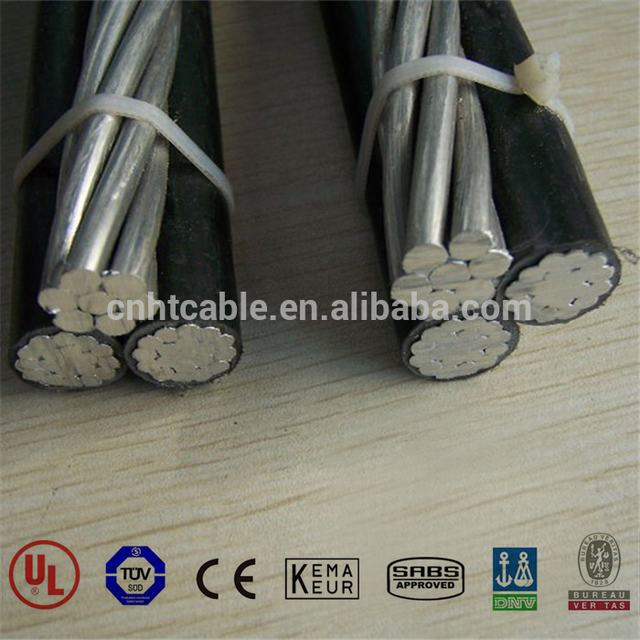 600V 3 CORE 6AWG VOLUTA TRIPLEX XLPE INSULATION FULL SIZE ACSR MESSENGER WIRE CABLE OVERHEAD SERVICE DROP CABLE
