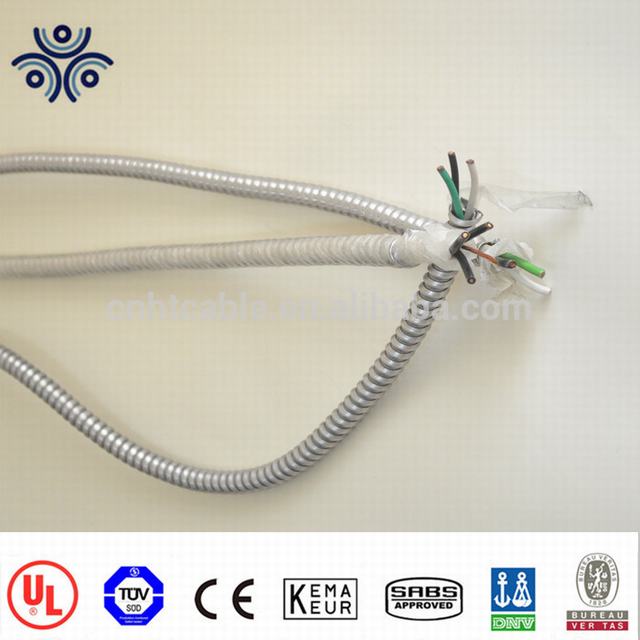600V solid copper conductor PVC/nylon core armored MC cable