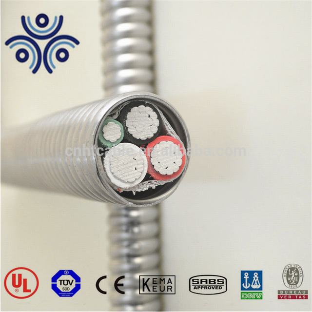 600 V type MC 4*250 MCM + 2 AWG câble blindé fabriqué en Chine