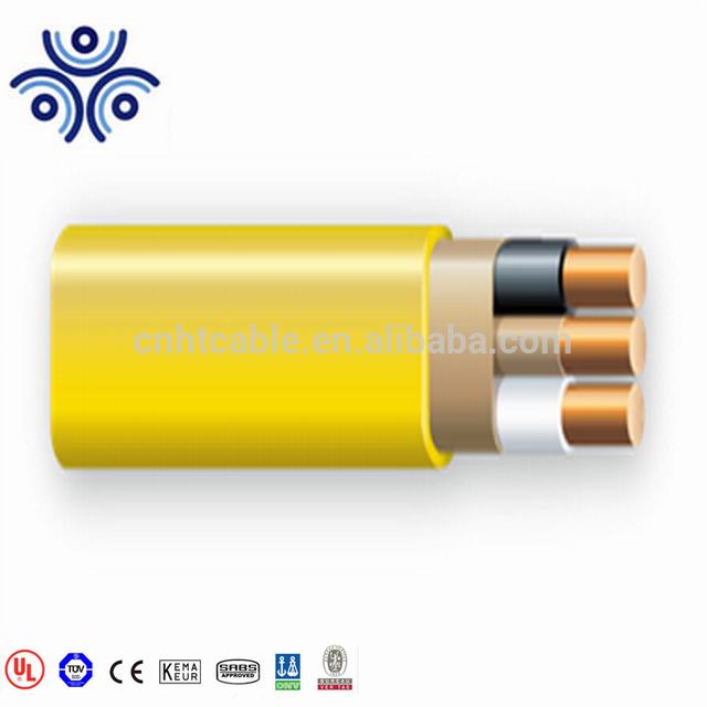 Conducteur en cuivre PVC papier de câble d'isolation de gaine de PVC d'isolation plat NM-B câble 10/2AWG