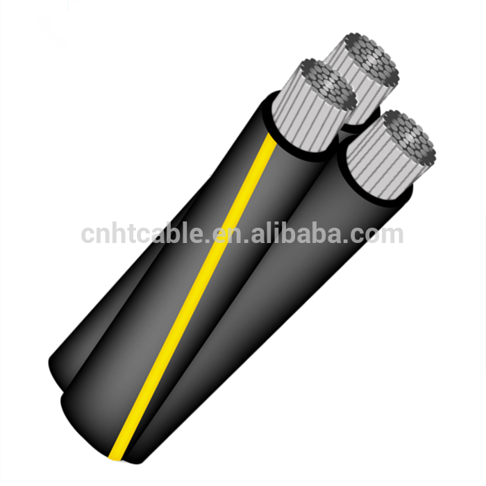 Two phase conductors and one neutral conductor URD cable