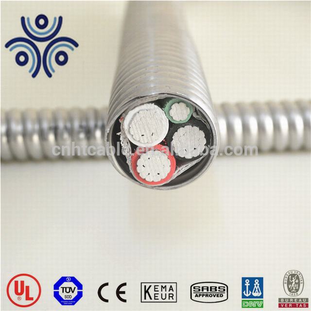 UL 1569 padrão 2 * 350MCM + 1 * 2AWG cabo de alumínio revestido de metal
