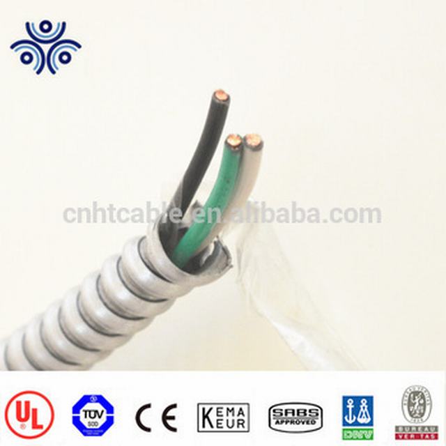 UL listed 12/3 copper conductor PVC insulation with nylon sheath inner core with aluminum alloy tape interlocked armored cable