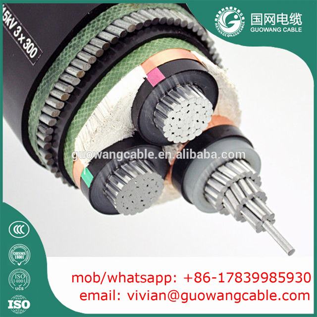 12/20kv (e) grado 3 C x 300mm cuadrados de XLPE blindado cable YJLV32