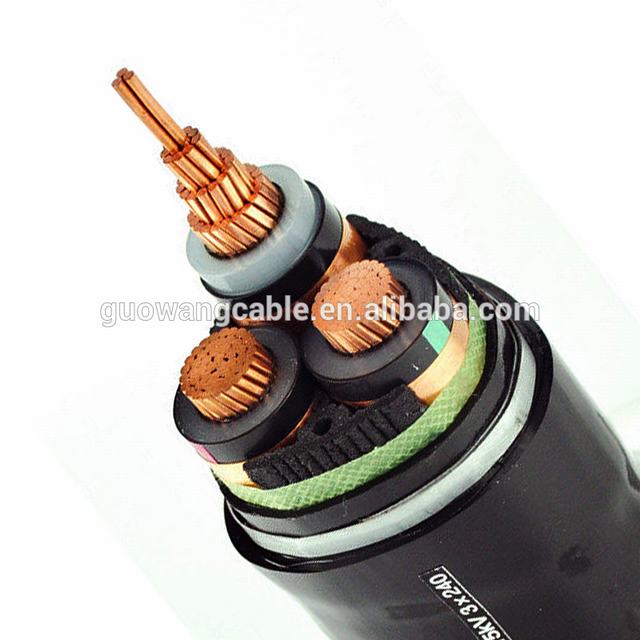 3 hilos 185mm 8,7/15kV CU/XLPE/CTS/PVC/SWA/PVC blindado Cable YJV32