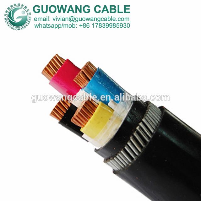 600/1000V 4 Core 95 Meter Mm Cu/PVC/SWA/PVC Lapis Baja Kabel IEC 60502