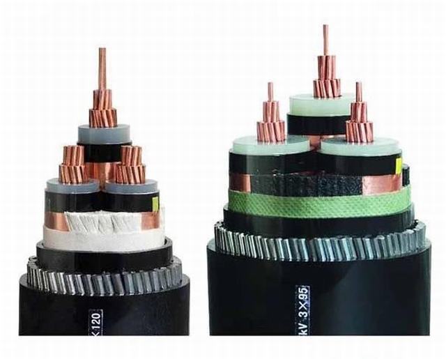 Rated voltage 26/35kV copper conductor XLPE insulation PVC inner outer sheath steel wire armor 185mm2 MV power cable