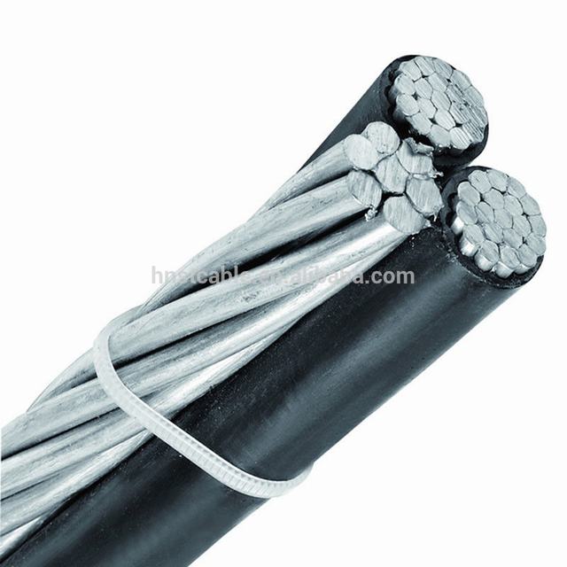 Luft-Bündel-Kabel mit 3 Leitern Aluminium-Leiter Garnelen-Triplex-Service-Abzweigkabel 0,6 / 1kV ABC-Kabel