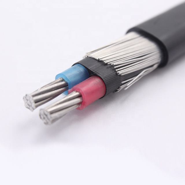 3X6AWG XLPE Isolasi Lapis Baja Kabel Tegangan Rendah Aluminium 8000 Konduktor Konsentris Kabel Netral