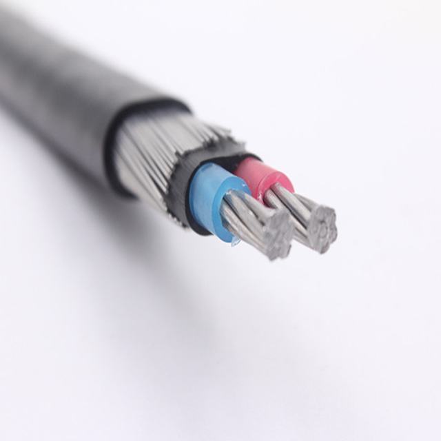 Conductor de aluminio de aislamiento XLPE concentrico cable 2 * 6awg