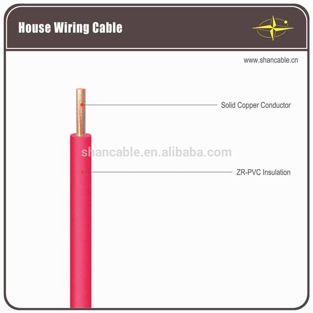 single core Solid flexible Copper Wire Conductor PVC filler and insulated house wiring cable 450/750V