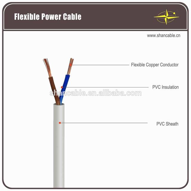 LV cable copper conductor flexible cable RVV 2 core