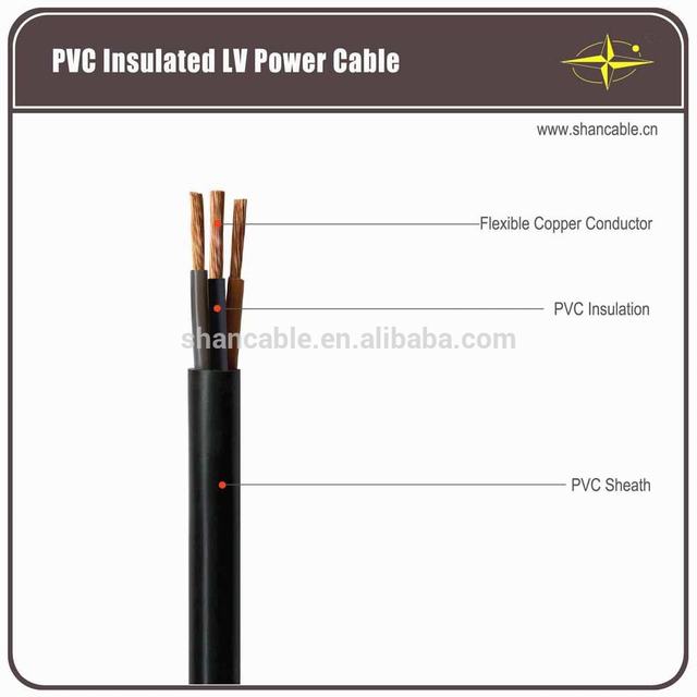 Copper conductor PVC insulated electrical cable 3x1mm2