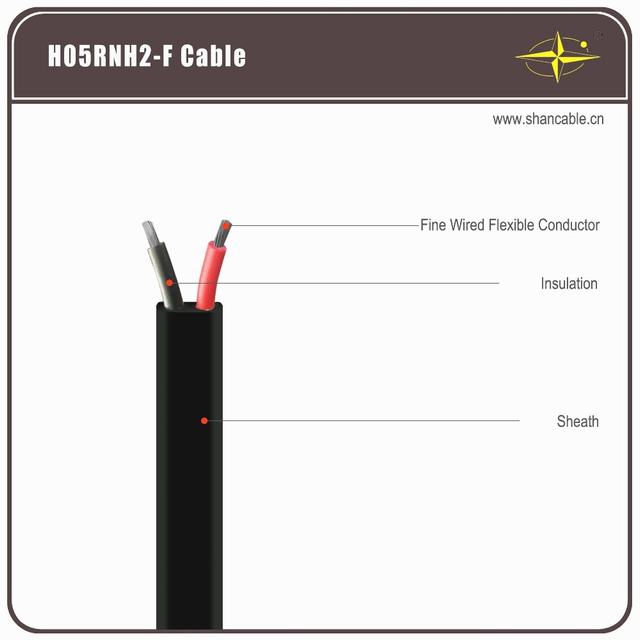 Flat rubber sheathed cable for decorative lighting H05RNH2-F