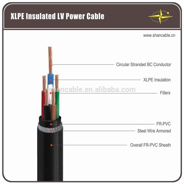 0.6/1kV 600/1000V low voltage copper conductor 4×4+1×2.5mm2 XLPE insulation CU/XLPE/STA/PVC armored electric power cable