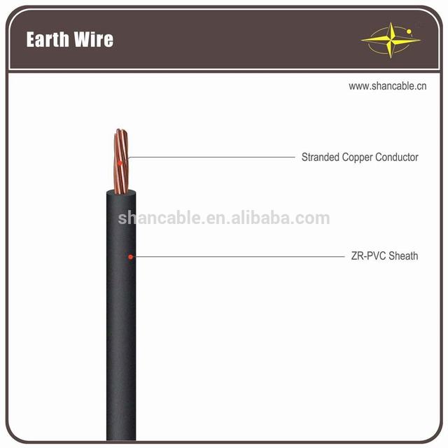 LV Earthing wires stranded copper conductor with PVC insulation 450V/750V voltage grade 50mm2 70mm2