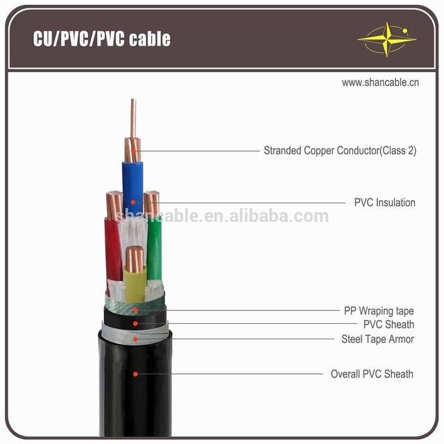 Shenghua groep shanghai kabel cu/pvc/swa/pvc elektrische draad kabel vv22 4*6mm2 0.6/1kv