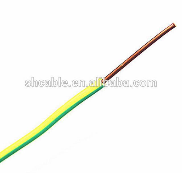 Yellow & Green fio de cobre pvc isolou o cabo de aterramento elétrico