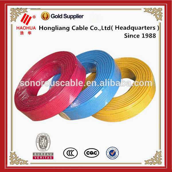 Padat tunggal inti 1.5 2.5 4 6 mm2 kabel listrik 450/750 v pvc terisolasi kabel tembaga