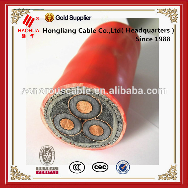 5.8/10 kV or 6.35/11 kV YXC8V-R, N2XSEY XLPE insulated, three core cables with copper conductor