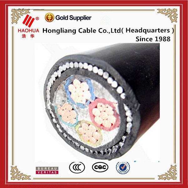 600V Low Voltage PVC insulated copper conductor 4 core armoured power cables Size 120mm