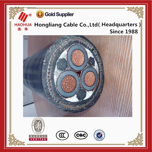 MV cable, 15 KV XLPE insulated 3 X 185 mm 3Cores copper conductor tape Armored cable
