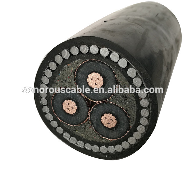 Cu/XLPE/PVC 3 fil d'acier de noyau de câble d'alimentation haute tension