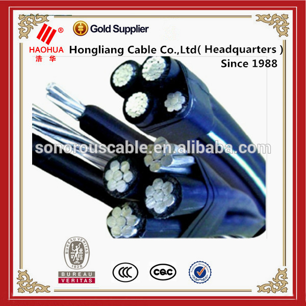 Abc kabel udara NFC33-209 icea, standar IEC aluminium konduktor xlpe terisolasi udara kabel dibundel 2x10mm2 2x16mm2 4x10mm2 4x16