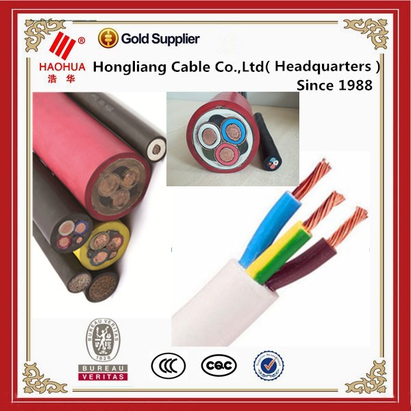 Lage spanning rubber kabel 300/500v, 450/750v, 600/1000v 3 aderige flexibele koperdraad