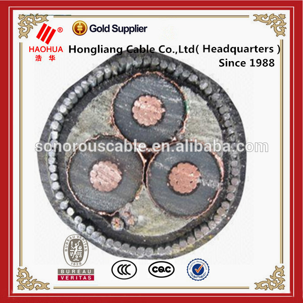3 * 240 mm acier fils / bandes blindé under ground circulaire stranded cuivre câble