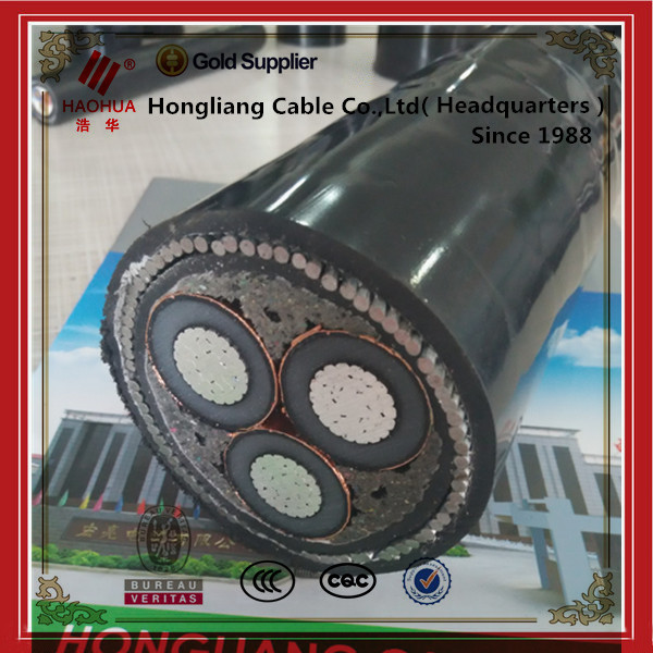 6/6KV Electrical Power Cable Copper 3 Core XLPE Insulated PVC Sheathed Cable YJV22 3*70mm2
