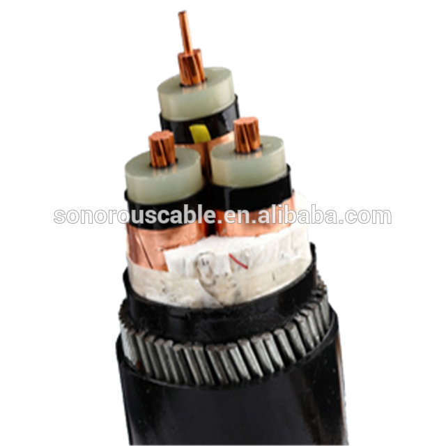 6,6/11kV Cu/XLPE/SWA/PVC 3x95mm2 3x120mm2 3x150mm2 3 Core Cable de alimentación blindado