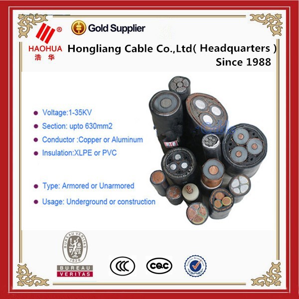 1- 35kv spanning verschillende soorten xlpe-kabel 70mm koperen kabel grootte en prijs op maat van uw verzoek