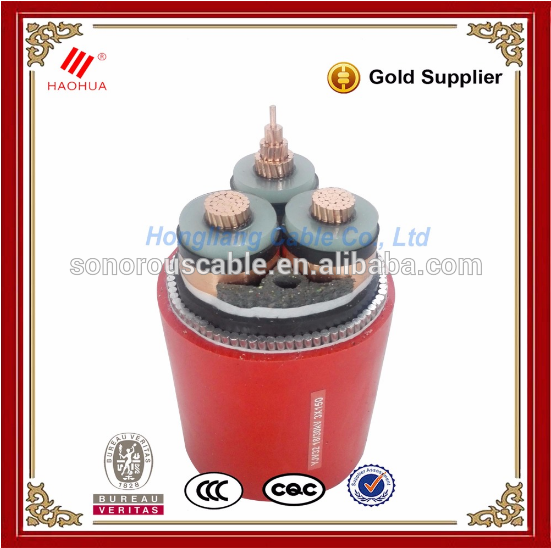 11kv 185mm geïsoleerde 3 core xlpe stroomkabel