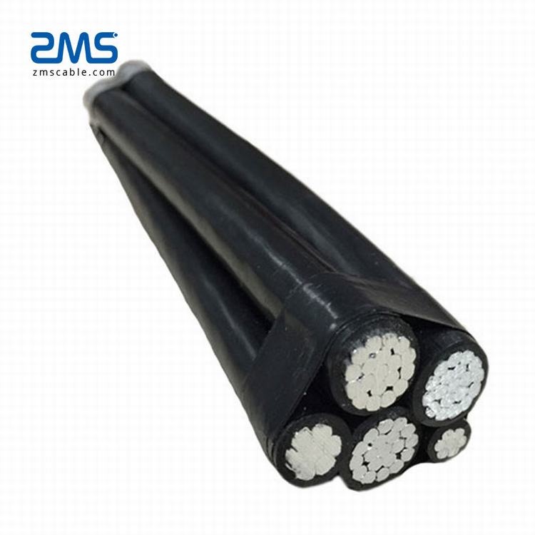 0.6/1kv ABC Kabel Bare Aluminium Konduktor Dukungan Phase XLPE Insulated Kabel Udara