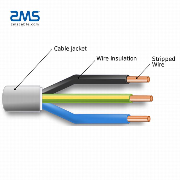 3*1.5mm2 AWG núcleo de cobre o núcleo de aluminio PVC Cable de alimentación con aislamiento