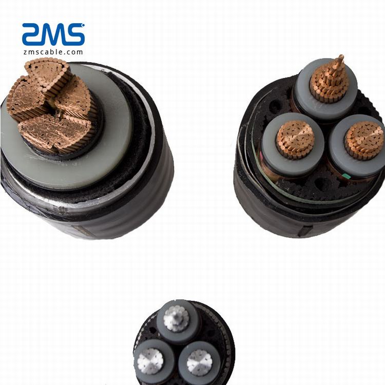 66/132kv Haute tension câble d'alimentation conducteur en cuivre à noyau unique XLPE isolation PE protection extérieure 1 * 800mm