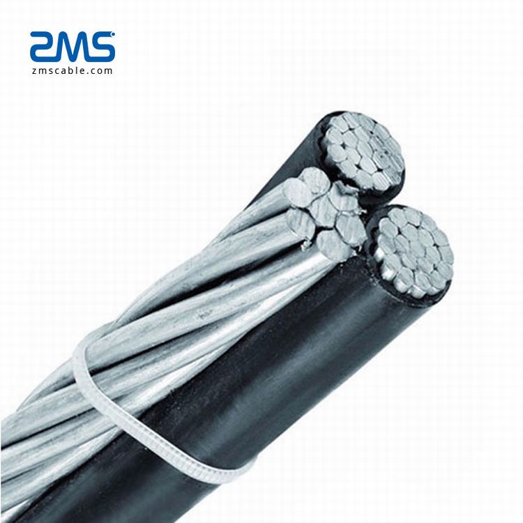 Noir isolé par xlpe de conducteur de basse tension multicœur toronnage abc câble 4x25mm