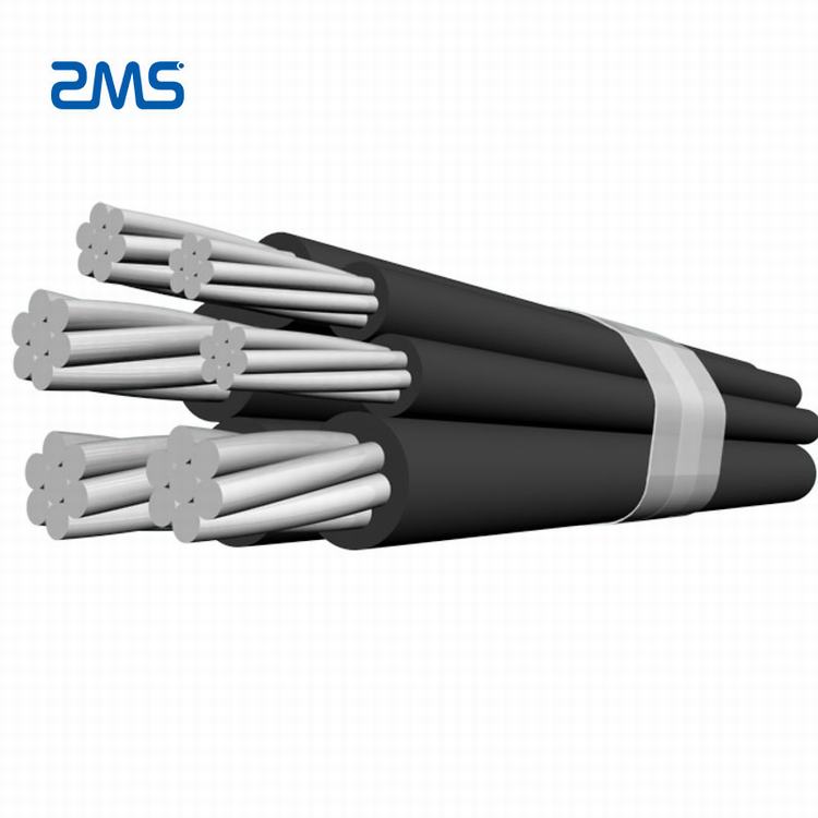แรงดันไฟฟ้าขนาดกลางอลูมิเนียมเหนือศีรษะครอบคลุมสาย abc สายขนาด aerial bundle cable abc สายมาตรฐาน ASTM คุณภาพดี