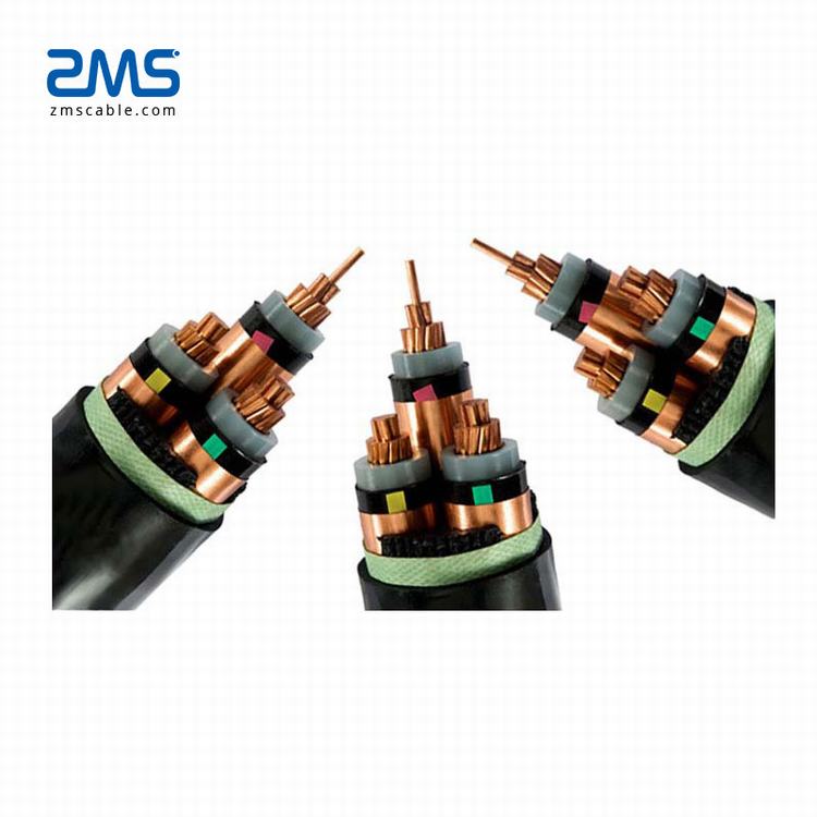 Medium Voltage Tembaga Strip Pemisahan Pelindung Selubung PVC 3 Inti dengan XLPE Isolasi Kabel Listrik