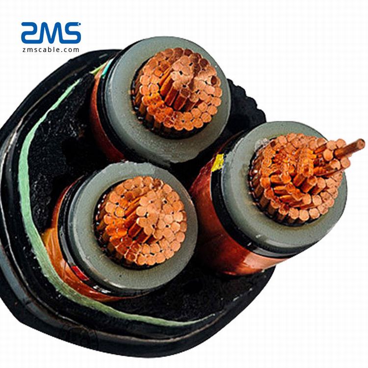 Multi-fita de cobre blindado núcleo do cabo de energia de média tensão xlpe isolamento 3*185mm2