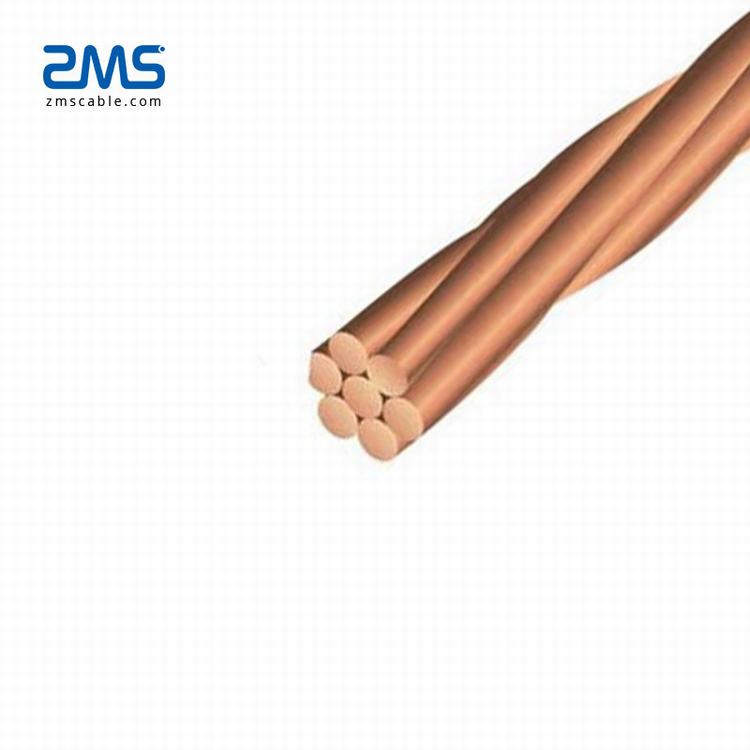 オーバーヘッド裸固体銅空中ケーブル撚り裸銅導体4平方ミリメートルの6
