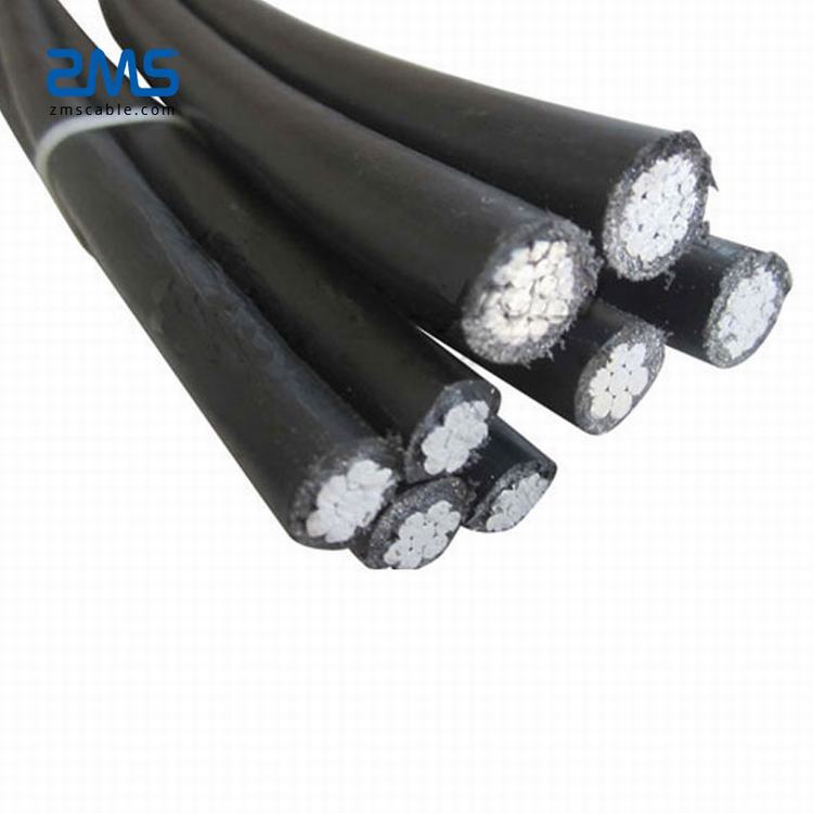Overhead cabo isolado xlpe preto 4-núcleo de baixa tensão condutor de alumínio encalhado 4x120mm