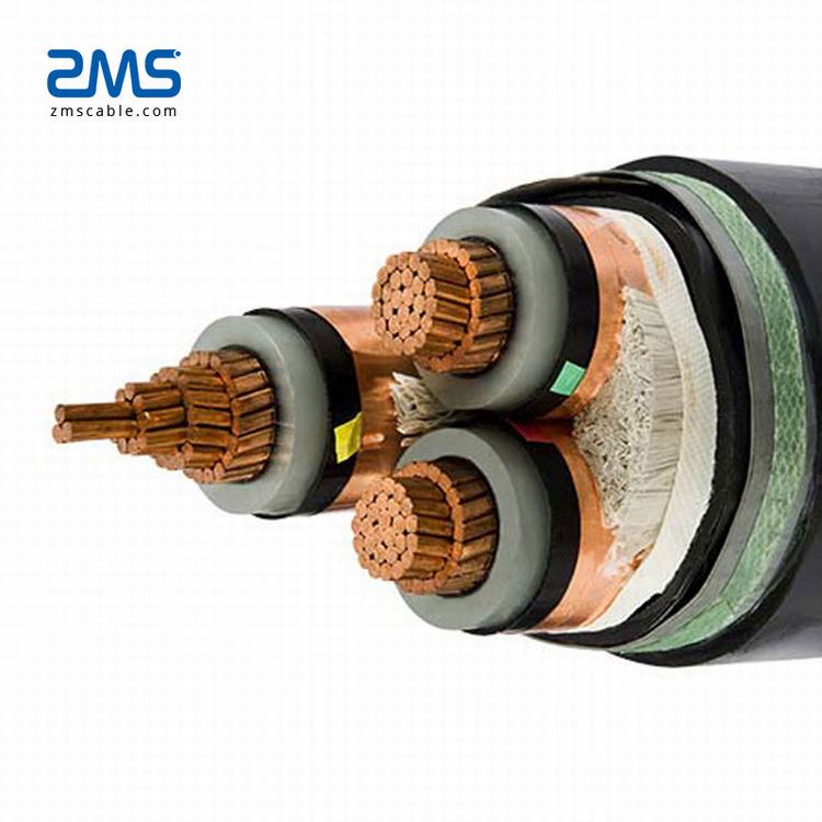 Ondergrondse Medium Voltage 3 Core Kabel 6/10 (12) kV Koperen geleider cu xlpe swa pvc gepantserde kabel