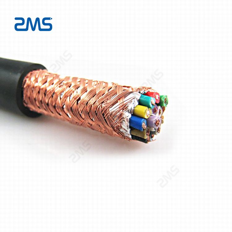 cable control rubber flexible screened pvc insulated 2 cores shielded control  braiding rvvp  fire-resistance system
