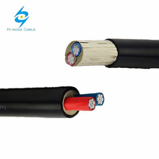 2 Inti 16mm PVC Dilapisi Kawat Terisolasi Aluminium Konduktor Kabel LV