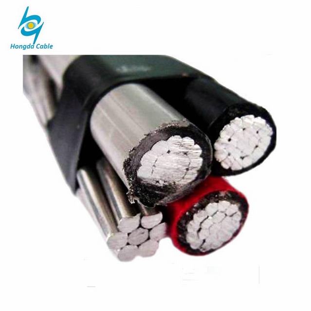 2AWG 1/0AWG 2/0AWG  quadruplex service drop wire Overhead ABC Cable with bare AAC conductor