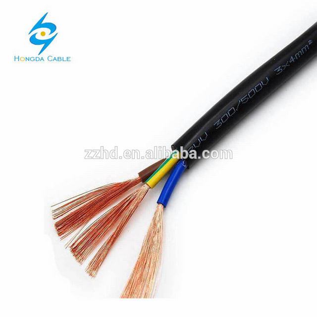 3 núcleos alambre flexible de 1,5, 2,5 4 6 chaqueta flexible de cable de cobre