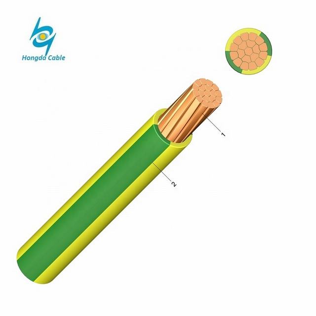 450/750v 16mm2 120mm 150mm2 de cobre aislado de PVC amarillo verde de puesta a tierra de Cable de alambre